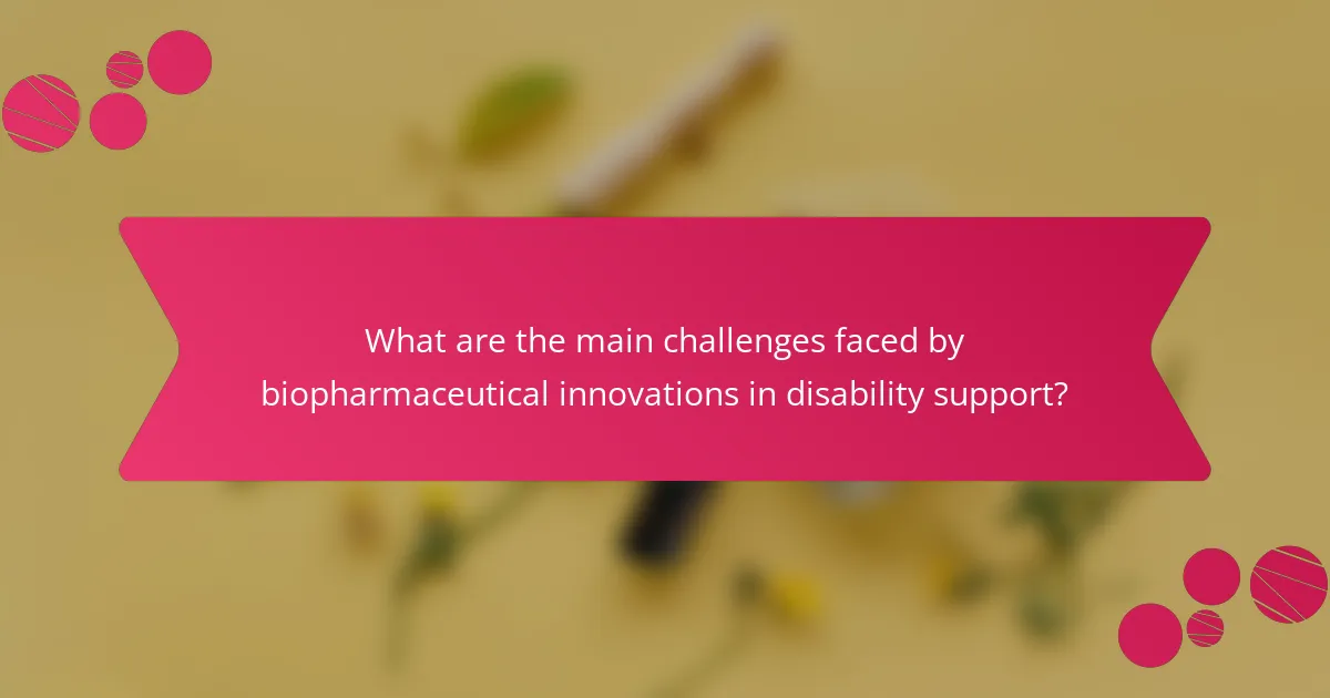 What are the main challenges faced by biopharmaceutical innovations in disability support?