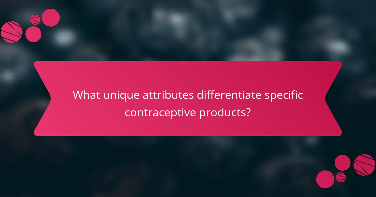 What unique attributes differentiate specific contraceptive products?
