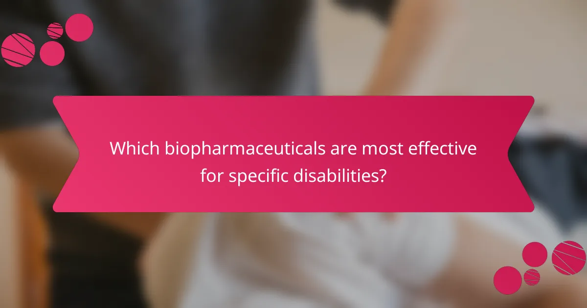 Which biopharmaceuticals are most effective for specific disabilities?